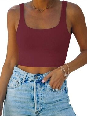 REORIA Square Neck Seamless Sleeveless Crop Tops EUC